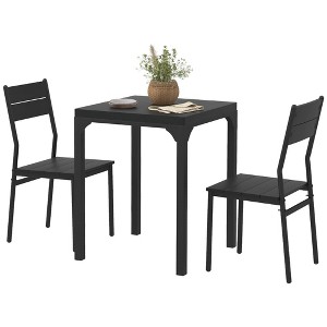 Aghana Digitals 3-Piece Black Dining Set: Rustic Industrial Table & 2 Slat-Back Chairs for Small - 1 of 4