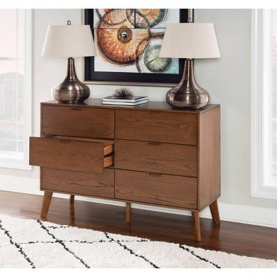 Mid-Century Modern Double Dresser in Walnut with Bronze Hardware