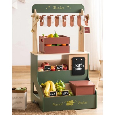ROBOTIME Play Food and Toy Kitchens, Playset Kids Play Store with Compartments, for Children's Gift, Green, 22"*18.6"*38.6"