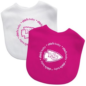 BabyFanatic Officially Licensed Pink Unisex Cotton Baby Bibs 2 Pack -  NFL Kansas City Chiefs - 1 of 3