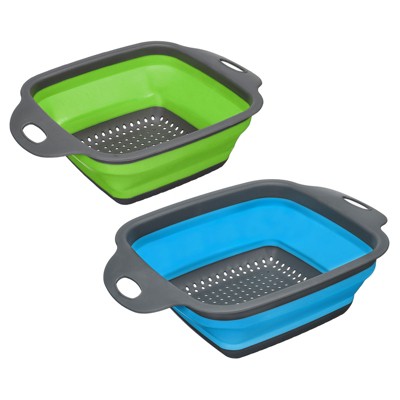 Unique Bargains Collapsible Colander Set Silicone Square Foldable ...