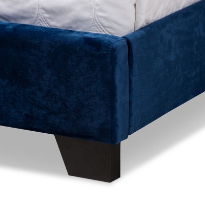 Candace Navy Velvet Upholstered Full Bed with Tufted Headboard