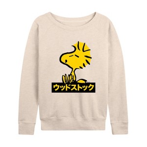 Women's - Peanuts - Woodstock Lightweight French Terry Wide Neck Long Sleeve Shirt - 1 of 4