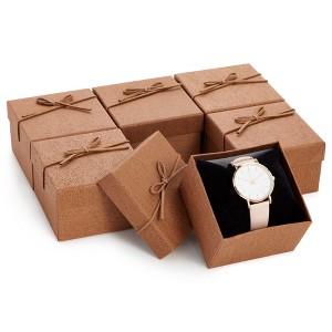 Juvale 6 Pack Small Gift Boxes with Lid and Velvet Insert for Jewelry, Anniversaries, Weddings (3.5 x 3.5 in) - 1 of 4