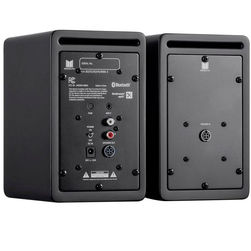 Monolith MM-3 Powered Multimedia Speakers - Black (Pair) With AptX Bluetooth, Fron Headphone Jack, Digital Calss D, 4 of 7