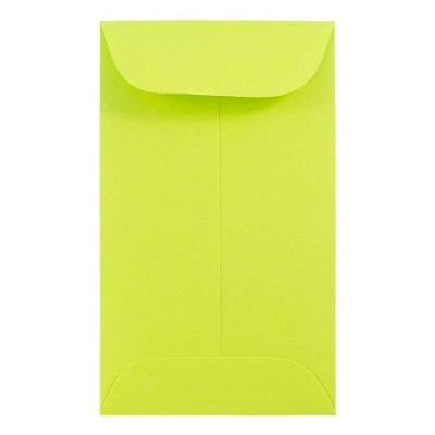 JAM Paper #3 Coin Business Colored Envelopes 2.5 x 4.25 Ultra Lime Green 356730536