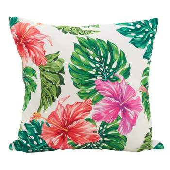 Saro Lifestyle Island Bloom Statement Poly Filled Throw Pillow, 18", Multicolored