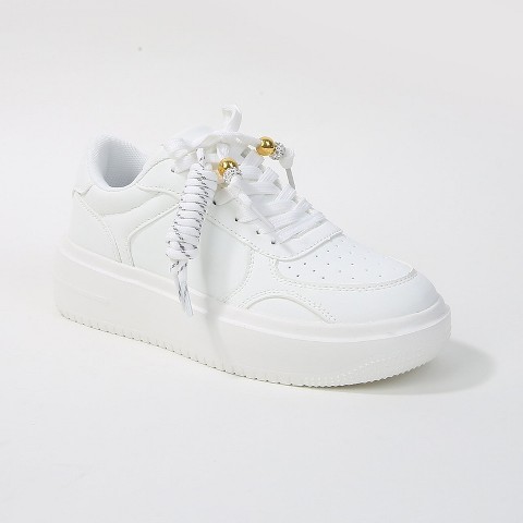 Женские кроссовки BERNESS Women's Larra Platform Lace Up Sneakers with Rope Accent White 8
