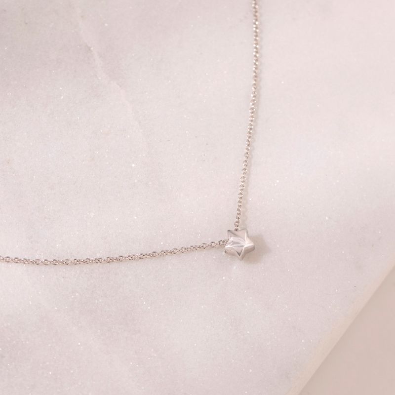 Girls' Tiny Puffed Star Sterling Silver Necklace - In Season Jewelry, 5 of 7
