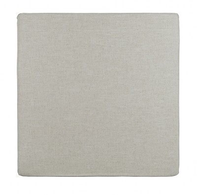 Lux Grey Linen 36" Square Ottoman with Brass Legs