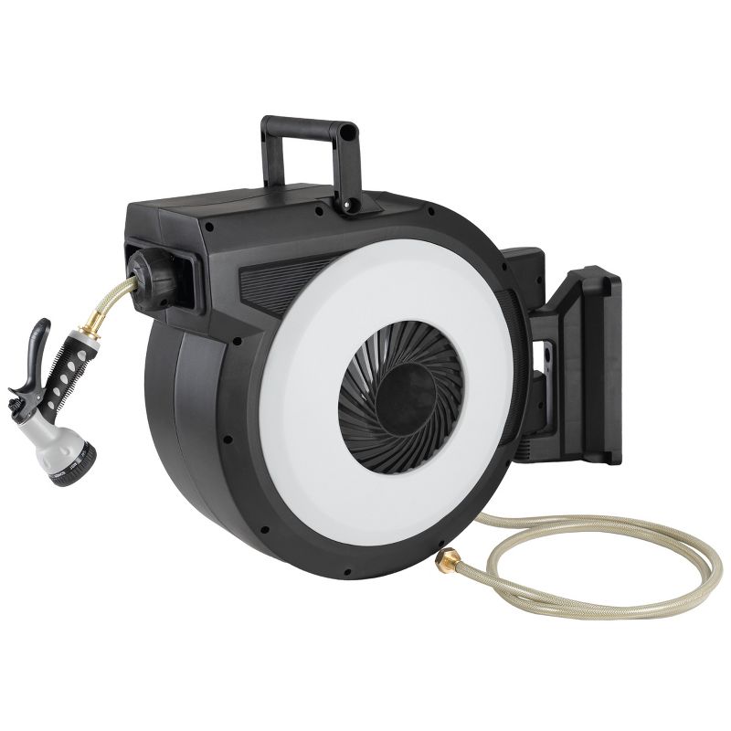 Retractable Hose - 124 FT Garden Hose with 9 Nozzle Patterns - Hose Reel Wall Mount with 180-Degree Swivel Bracket and Auto-Rewind by Pure Garden, 5 of 6