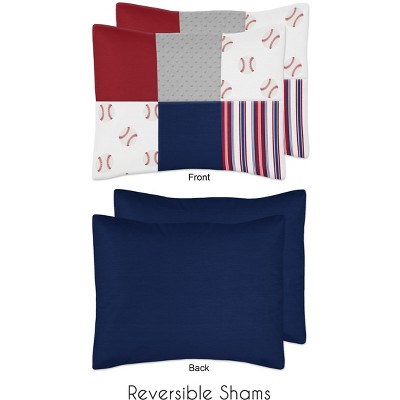 Sweet Jojo Designs Boy Full/Queen Comforter Bedding Set Baseball Patch Red White and Blue 3pc. — фото 5