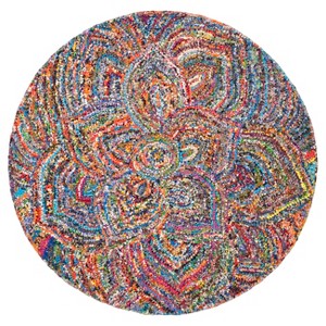 Multicolor Abstract Tufted Round Accent Rug - (4