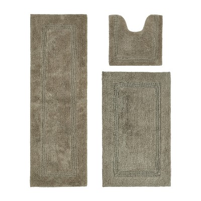 Lux Premium 100% Cotton  Ultra-Soft Tufted Solid Reversible 3 Piece Bath Rug Set, Water-Absorbent, Durable, Machine Washable Bathroom Rug