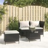 vidaXL Patio Lounge Set with Cushions Poly Rattan Sofa - Black 3 Piece - 2 of 4