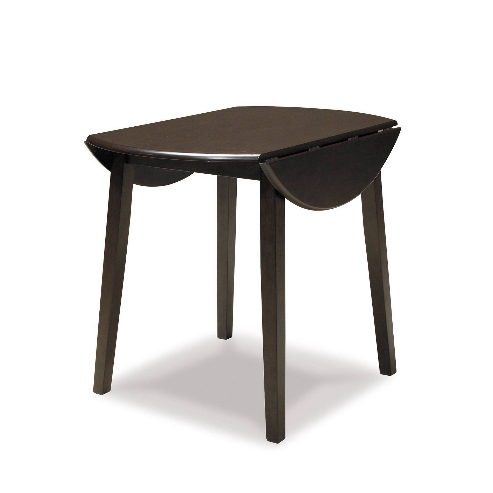 Hammis Round Drop Leaf Dining Table Wood/Dark Brown - Signature Design by Ashley: Compact, Space-Saving Design, Seats 4