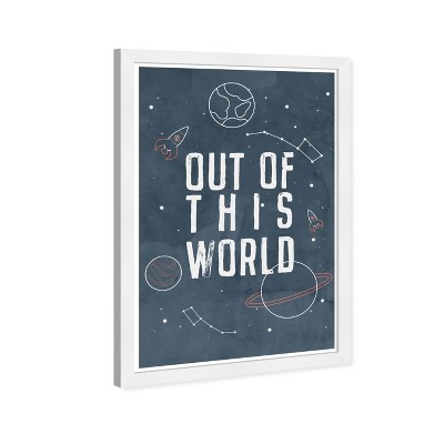 13" x 19" Out of this World Motivational Quotes Framed Wall Art Blue - Olivia's Easel: Inspirational Decor, Modern Typography
