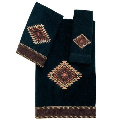 Avanti Linens Mojave 3-Piece Towel Set – Black, Embroidered Aztec Design, 100% Cotton - View #4