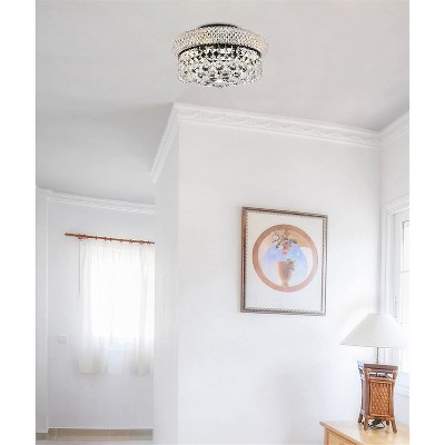 Primo 12-Inch Black and Crystal Flush Mount Light Fixture