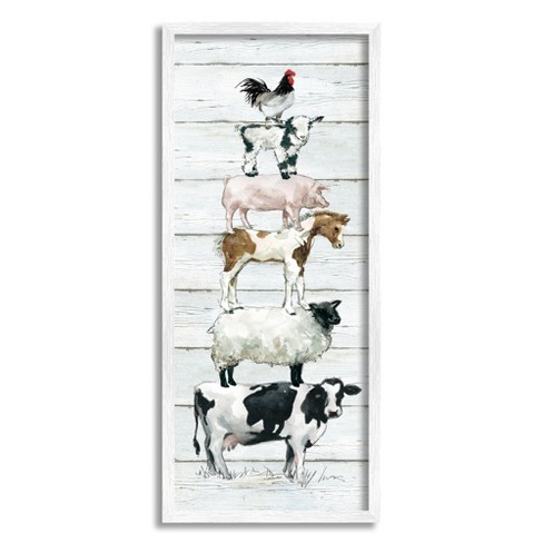 Stupell Industries Country Farm Animal Stack Cow Sheep Pig Rooster ...