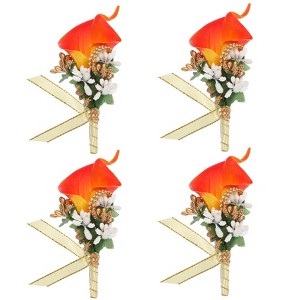 Unique Bargains Formal Dinner Party Wedding Groom Lily Boutonnieres Pins 4 Pcs - 1 of 3
