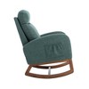Okak Modern Rocking Accent Chair Armchair with Side Pocket and Wood Legs Comfy High Backrest Glider Chair for Bedroom Lounge Nursery, Emerald - 4 of 4