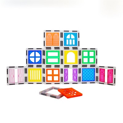 PICASSO-TILES 30 PC Window and Door Clip-on, Magnetic Tiles, Building Blocks, STEM Toys for Kids 3+