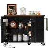 Gulches 54.5" Black Farmhouse Kitchen Island with Power Outlet - Rolling Cart with Drop Leaf, Internal Racks, 3 Drawers,5 Lockable Wheels - 4 of 4