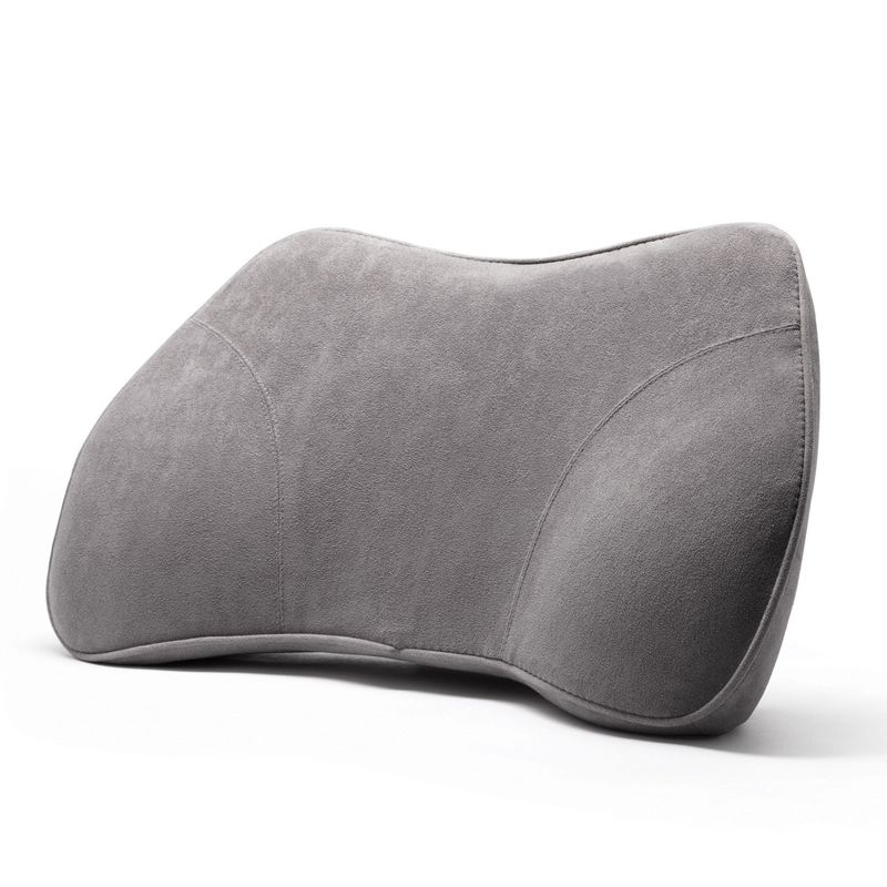 WENNEBIRD Model B Lumbar Memory Foam Support Pillow to Improve Posture with Raised Side Butterfly Design, Constance Fabric, and Removable Cover, Grey, 1 of 7