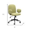HomeRoots Green and Black Adjustable Height Swivel Rolling Office Chair - 3 of 4