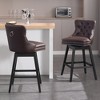 Beautyolove Faux Leather Upholstered Solid Wood Frame Bar Height Swivel Bar Stool (Set of 2) - 4 of 4