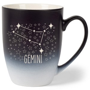 100 North Zodiac Design 10 Ounce Black and White Two Toned Ombre, Comfortably Fits Your Hands, Ceramic Tea Coffee Cup Mug, Gemini - 1 of 1