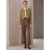 INSPIRE CHIC Women Tweed Collarless Button Down Cropped Long Sleeve Office Work Jacket Blazer - 2 of 4