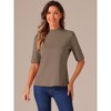 Allegra K Women's Half Sleeve Casual Turtleneck Solid Elastic Soft T-Shirts - 4 of 4