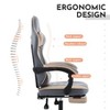 TopComfy Task and Office Gaming Chair Ergonomic Massage Lumbar Support 3D Linkage Armrests Footrest Swivel For Home Office, Beige, 30.31"*22.44"*9.84" - 3 of 4