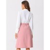 INSPIRE CHIC Women's High Waist Elastic Back A-Line Belted Corduroy Midi Skirt with Pockets - 4 of 4