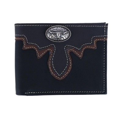 CTM Men's Leather Longhorn Concho Bifold Wallet