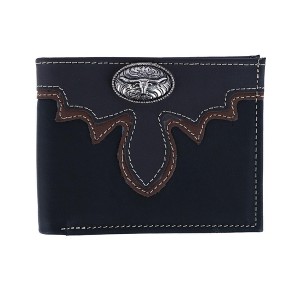 CTM Men's Leather Longhorn Concho Bifold Wallet - 1 of 4