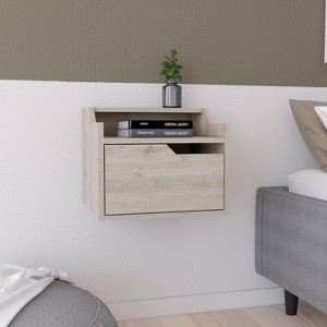 Sapphtopaz Modern Floating Nightstand with Drawer and Open Shelf Night Stand with Wall-Mounted Design Bedside Table for Bedroom, Living Room - 1 of 4