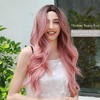 Jessie's Wig 26 Inch Long Wavy Wig Synthetic Hair Ombre Pink Color 1 Pc/Pack - 3 of 4