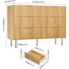 Modern Fluted 5/6/7 Drawer Dresser, Large Natural Wood Chest of Drawers with Gold Handles, Bedroom Storage Organizer, Stylish Dresser - 2 of 4