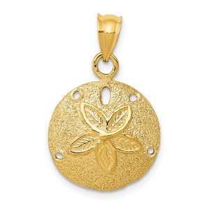 Black Bow Jewelry 14k Yellow Gold 16mm Laser Cut Sand Dollar Pendant - 1 of 4