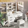 QingMoon Makeup Vanity with Sliding Mirror, 6 Drawer Dressing Table Set, with Chair and Side Storage Shelves for Bedroom (White) - 4 of 4