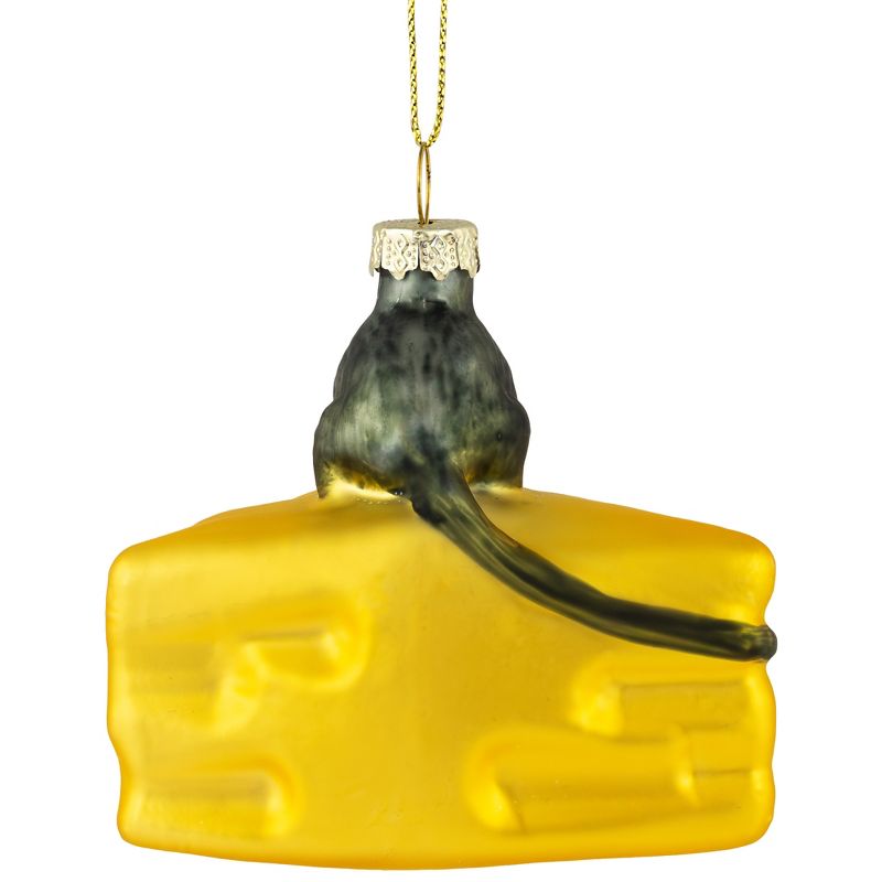 Northlight 3.25" Mouse with Cheese Glass Christmas Ornament, 5 of 6