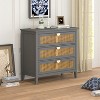 VYNXARIA Eco Chic Gray 3 Drawer Cabinet with Natural Rattan: A Slice of American Furniture Style - 3 of 4