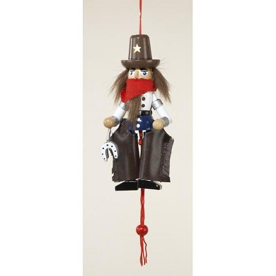 Kurt S. Adler Wild West Cowboy Nutcracker with Horseshoes Pull Puppet Christmas Ornament