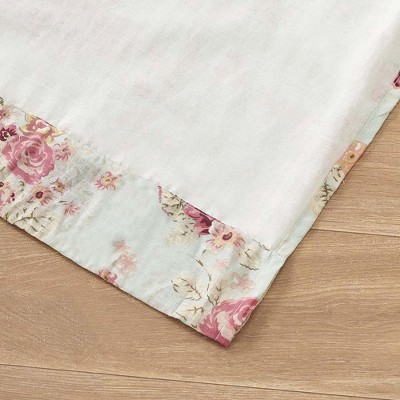Seafoam Antique Rose Cotton Light-Filtering Rod Pocket Curtain Panels