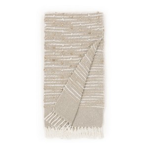 Indigo Road by Egypt Sherrod 50"x60" Damara Slub Stripe Tasseled Cotton Blend Throw Mushroom - 1 of 4