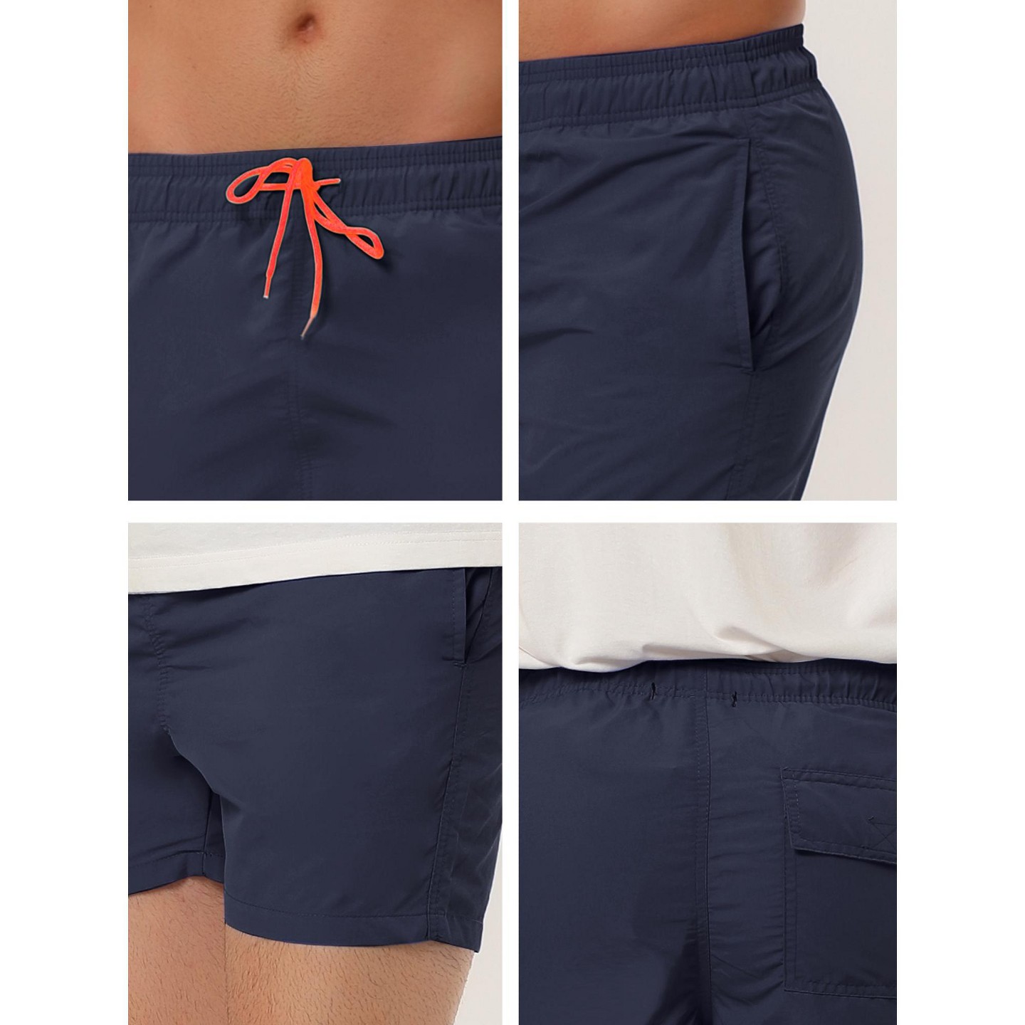 Мужские шорты Lars Amadeus Summer Beach Solid Color Mesh Lining Drawstring Waist Swim Shorts 30 Dark Blue, цвет: Тёмно-синий — фото 6