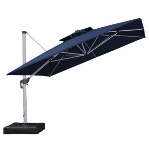 PURPLE LEAF Square Patio Umbrella Cantilever Umbrella with Base for Pool Lawn Garden 360° Rotation - 1 of 4
